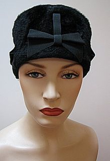 Vintage Ladies Hat Black Plush Monterey Italy 523