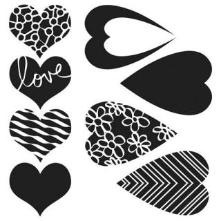 12x12 Crafters Workshop Stencil Template Mix Match Hearts