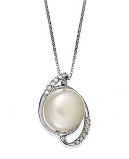 10 ct. t.w.) and Cultured Freshwater Button Pearl (11 12mm) Pendant