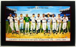 500 Home Run Club Signed Poster Framed PSA DNA Mantle