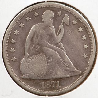 1871 Seated Liberty Silver Dollar Very Fine Details