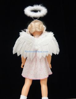 White Costume Turkey Feather Angel Wings w Headband Halo for Babies