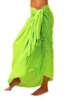 Lime Green Solid Sarong Beachwear Dress Pareos Kanga Lava Lava Hula