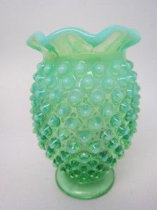 Hobnail Miniature Vase 3855 Lime Green Opalescent EXC 1950S