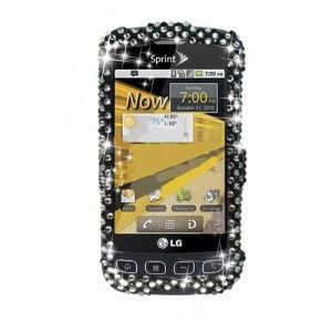 LG Optimus S, U, V LS670 VM670 Black Pearl Diamond Crystal Phone Cover