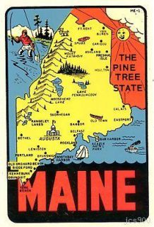 Vintage Maine Pine Tree State Lindgren Car Travel Decal