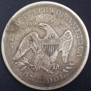 1872 Seated Liberty Silver Dollar Nice Even Wear