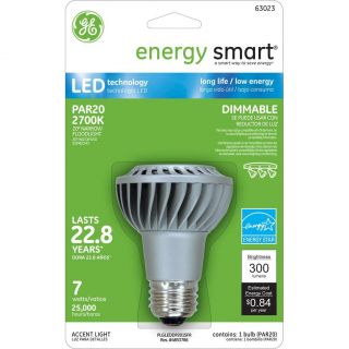 GE 7W 120V E26 PAR20 2700K NFL20 Energy Smart LED Light Bulb