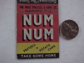 1940s WWII Era Num Num Pretzels Potato Chips Matchbook Cheese Flavored
