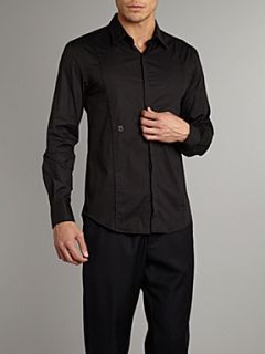 Peter Werth Long sleeve stretch cotton shirt with seam detail Black   