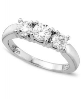 Diamond Ring, 18k White Gold Diamond Three Stone Engagement (1 ct. t.w