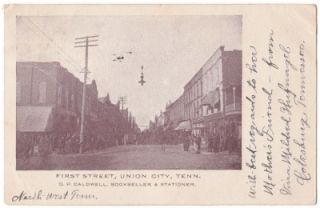 Postcard First Street Union City Tennessee Lents Oregon 1908