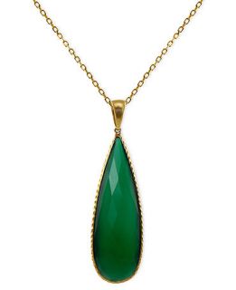 Gold Necklace, Green Chalcedony Pear Shaped Pendant (22 1/2 ct. t.w