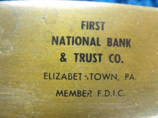 First National Bank Elizabeth Town PA Metal Car Bank