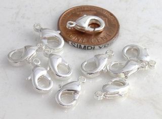 9x6mm Silver Plated Brass Lobster Claw Clasps 10