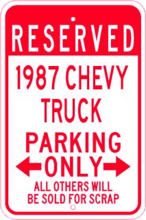 1987 87 Chevy Truck Parking Sign