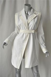 Loewe White Cotton Leather Trench Coat Jacket M 42 New