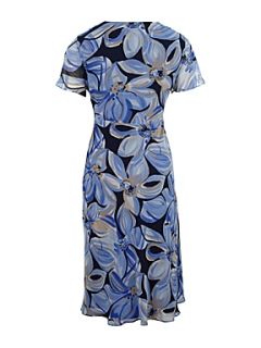 CC Paintstroke floral print dress Blue   