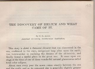 HELIUM Discovery Use history WWI zeppelins 1918 physics chemistry