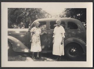 Old Car Photo Little Old Lady w 1936 Plymouth 626729