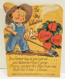 Rosen Valentine Lollipop Holder Card Farmer Boy 40S