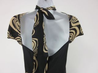Lolita Lempicka Black Beige Silk Printed Dress Sz 40