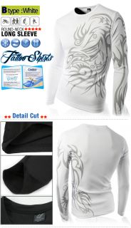 Fit Coolon Casual Tattoo T Shirts Round Long Sleeve Graphic shirts TOP