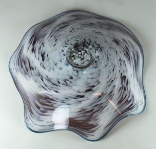 Holdman Studios Hand Blown Art Glass Platter in Purple Blue and White