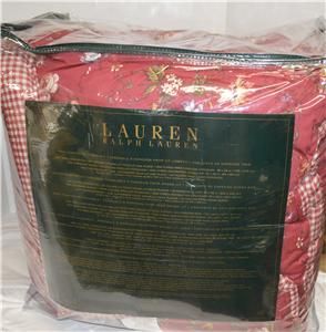 Ralph Lauren Longmeadow Red Floral Check Queen or King Comforter Set