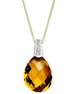 14k Gold Necklace, Citrine (4 3/4 ct. t.w.) and Diamond Accent Pear