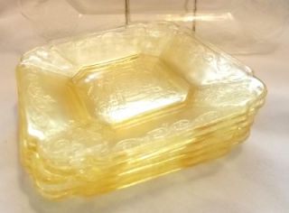 Vintage Lorain Basket Yellow Depression Glass Dessert Plates Large