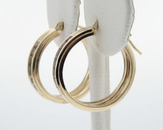 Genuine Diamonds Solid 14k Yellow Gold Hoop Loop Earrings