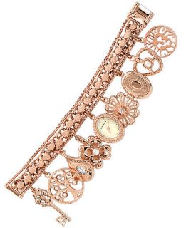 Anne Klein Watch, Womens Rose Gold Tone Charm Bracelet 16mm 10