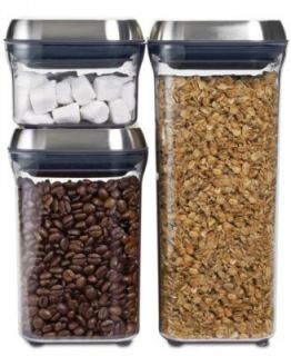 OXO Pop Food Storage Containers, Set of 3 Stainless Steel Canisters