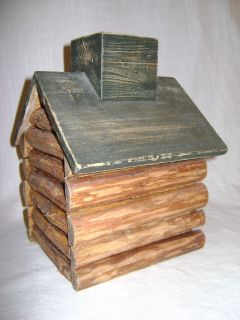 Vtg Log Wooden Cabin Tissue Box Cover Open Chimney to Get Tissues Home