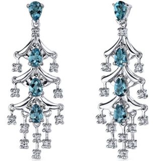00 cts London Blue Topaz Dangle Earrings in Sterling Silver Rhodium