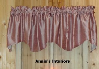 Mauve Pink Antique Satin Scalloped Valance 72 Wide by 18 Long