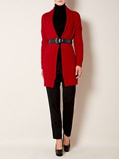 Lauren by Ralph Lauren Cable knit belted cardigan Red   