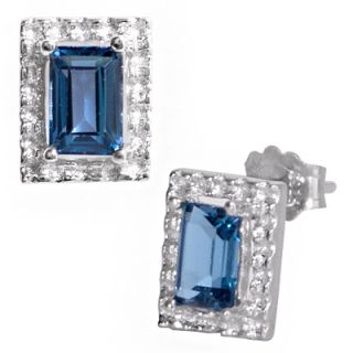 30 Ct London Blue Topaz Sterling Silver Stud Earrings