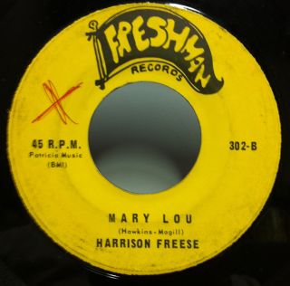 HARRISON FREESE earth angel / mary lou 7 VG+ FRESHMAN 302 Vinyl 45