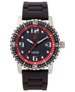 Izod Watch, Unisex Chronograph Black Leather Strap 42mm IZS6 5BLUE