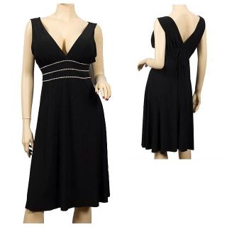 Sexy Black Rhinestone Low Cut Dress Plus Size