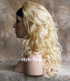 Blonde Mix 3 4 Wig Fall Hair Piece Wavy Long and Layered