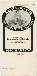 Fold Out Pamphlet advertising for th e Superior Disc Harrow On