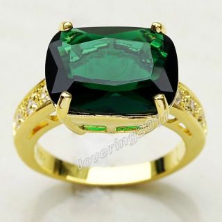 Brand Jewellery Sparkling Women 18K Yellow Gold Filled 14ct Emerald