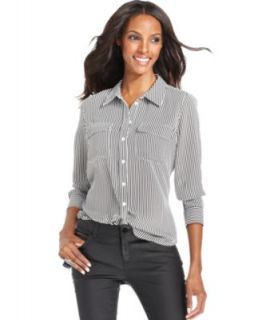 INC International Concepts Top, Long Sleeve French Cuff Shirt   Womens