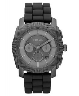 Fossil Watch, Mens Chronograph Machine Gray Silicone Strap 45mm