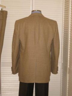 Vtg Nino Cerruti Oatmeal Beige Tweed Mens Business Suit 44L 38x32 B9