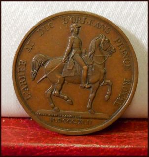 1845 Historical Copper Medal Homage Duc DOrleans