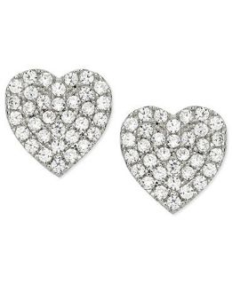 Silver Heart Cubic Zirconia Stud Earrings (1/25 ct. t.w.)  